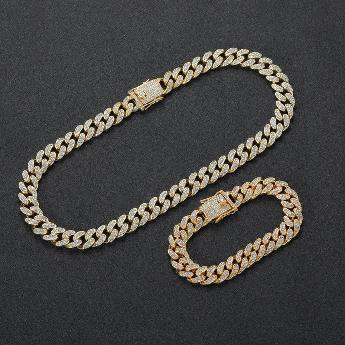 Wholesale Hip Hop Full Diamond Zinc Alloy Cuban Necklace JDC-NE-ShouS001 Necklaces 寿山 Wholesale Jewelry JoyasDeChina Joyas De China