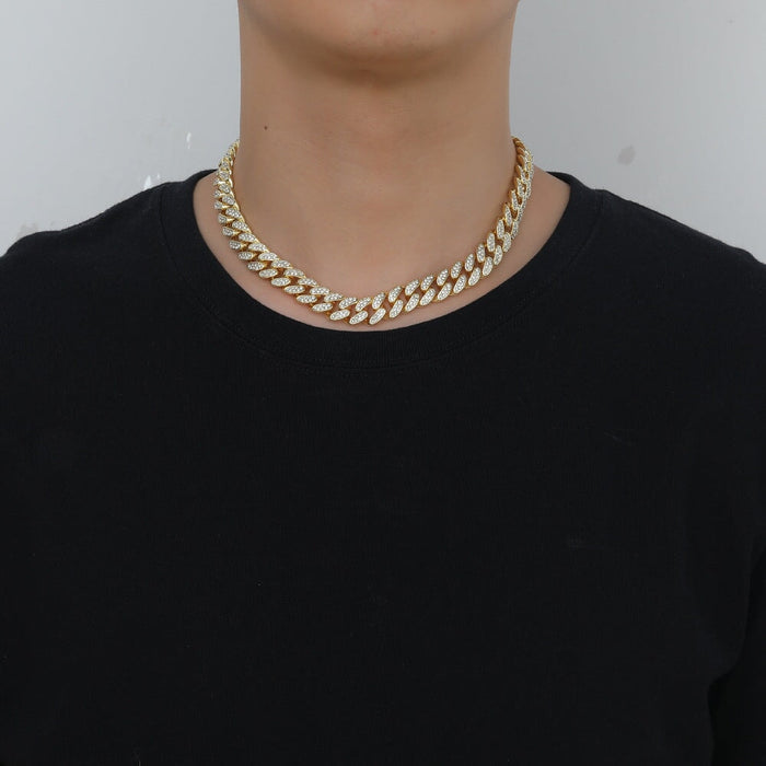 Wholesale Hip Hop Full Diamond Zinc Alloy Cuban Necklace JDC-NE-ShouS001 Necklaces 寿山 Wholesale Jewelry JoyasDeChina Joyas De China