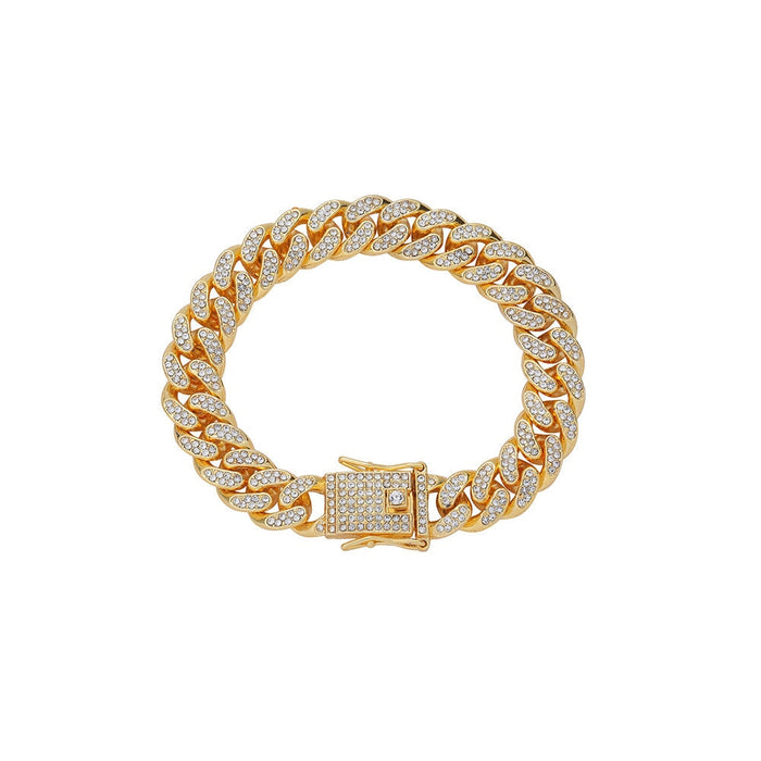 Wholesale Hip Hop Full Diamond Zinc Alloy Cuban Necklace JDC-NE-ShouS001 Necklaces 寿山 7inch (18cm) bracelet Wholesale Jewelry JoyasDeChina Joyas De China