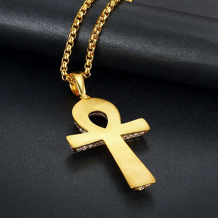 Wholesale Hip Hop Stainless Steel Gold Plated Cross Pendant Charms JDC-CS-FY041 charms 福友 Wholesale Jewelry JoyasDeChina Joyas De China