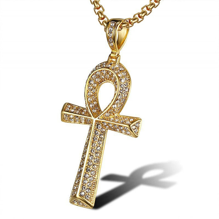 Wholesale Hip Hop Stainless Steel Gold Plated Cross Pendant Charms JDC-CS-FY041 charms 福友 Gold single pendant Wholesale Jewelry JoyasDeChina Joyas De China