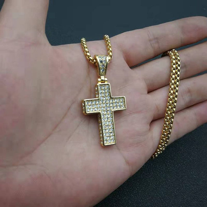 Wholesale Hip Hop Stainless Steel Gold Plated Cross Pendant Charms JDC-CS-FY045 charms 福友 Wholesale Jewelry JoyasDeChina Joyas De China