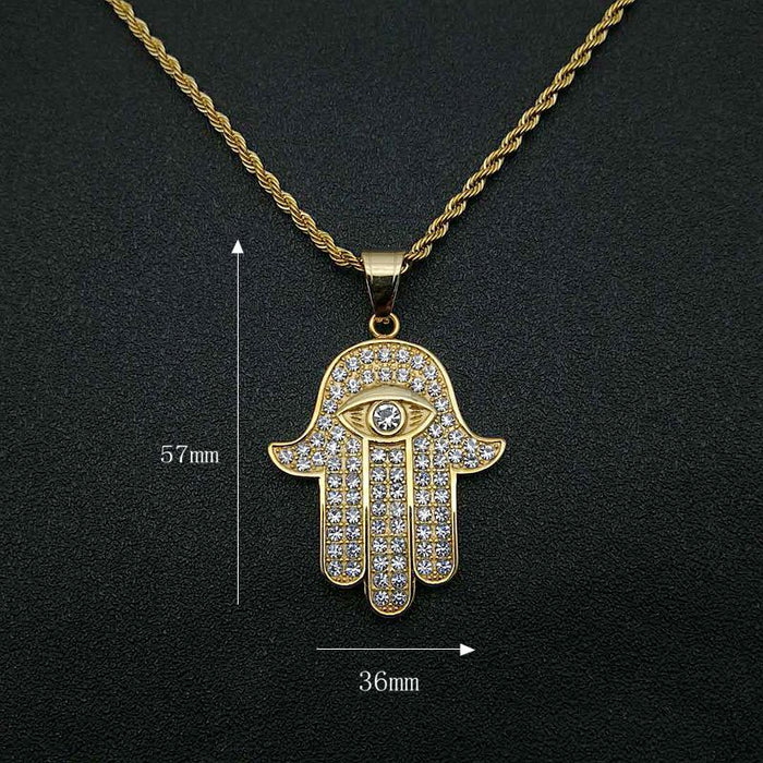 Wholesale Hip Hop Stainless Steel Gold Plated Hand of Fatima Pendant Charms JDC-CS-FY021 charms 福友 Wholesale Jewelry JoyasDeChina Joyas De China