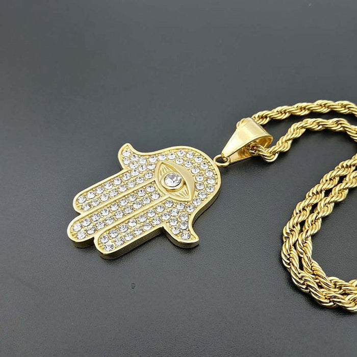 Wholesale Hip Hop Stainless Steel Gold Plated Hand of Fatima Pendant Charms JDC-CS-FY021 charms 福友 Wholesale Jewelry JoyasDeChina Joyas De China