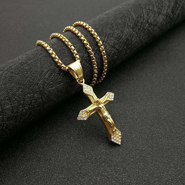 Wholesale Hip Hop Stainless Steel Gold Plated Jesus Cross Pendant Charms JDC-CS-FY051 charms 福友 S Gold Single Pendant Wholesale Jewelry JoyasDeChina Joyas De China