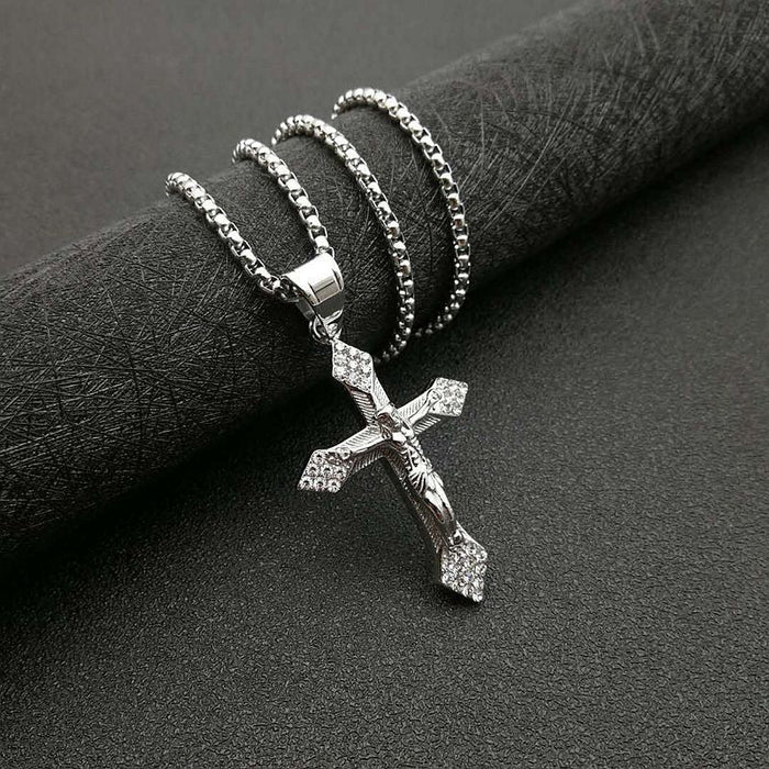 Wholesale Hip Hop Stainless Steel Gold Plated Jesus Cross Pendant Charms JDC-CS-FY051 charms 福友 S Steel Color Single Pendant Wholesale Jewelry JoyasDeChina Joyas De China