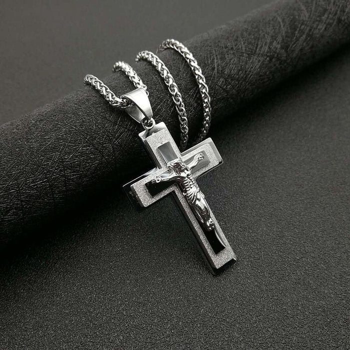 Wholesale Hip Hop Stainless Steel Gold Plated Jesus Cross Pendant JDC-CS-FY109 charms 福友 Wholesale Jewelry JoyasDeChina Joyas De China