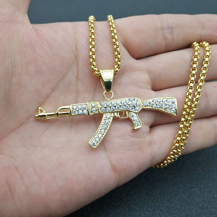 Wholesale Hip Hop Stainless Steel Gold Plated Rhinestone Pendant Charms JDC-CS-FY020 charms 福友 Wholesale Jewelry JoyasDeChina Joyas De China