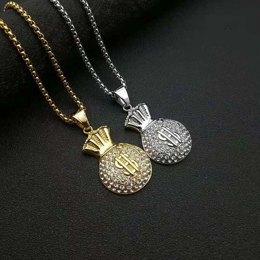 Wholesale Hip Hop Stainless Steel Vacuum Gold Plated Rhinestone Dollar Pendant JDC-CS-FY113 charms 福友 Wholesale Jewelry JoyasDeChina Joyas De China