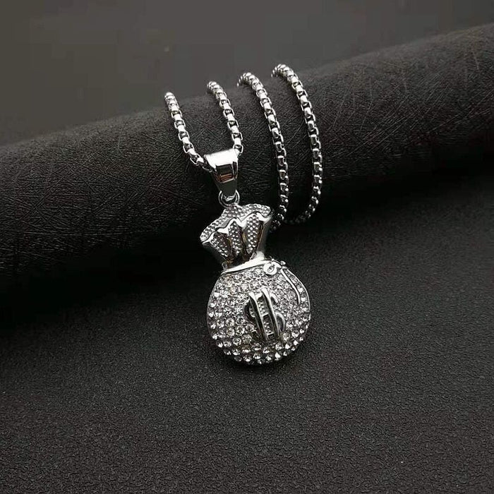 Wholesale Hip Hop Stainless Steel Vacuum Gold Plated Rhinestone Dollar Pendant JDC-CS-FY113 charms 福友 Wholesale Jewelry JoyasDeChina Joyas De China