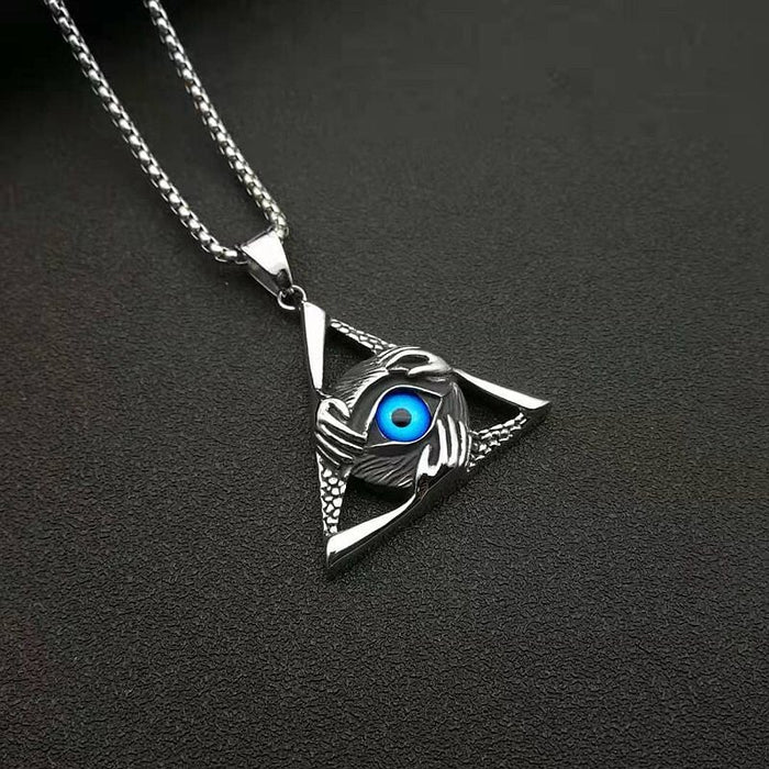 Wholesale Hip Hop Stainless Steel Vacuum Plating Triangle Blue Eyes Pendant JDC-CS-FY106 charms 福友 Wholesale Jewelry JoyasDeChina Joyas De China