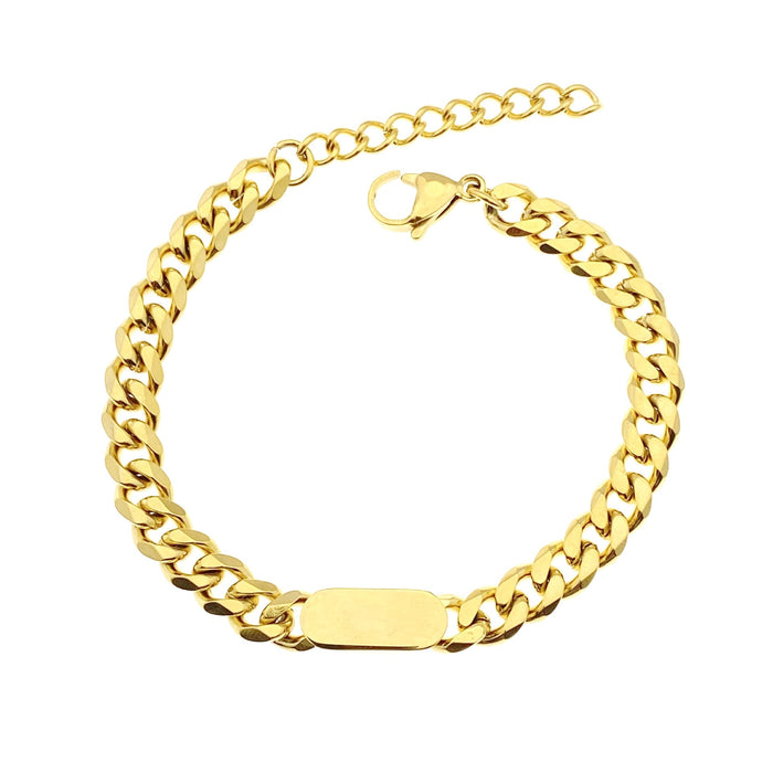 Wholesale Hip Hop Titanium Steel Cuban Bracelet JDC-BT-JiuB007 Bracelet 玖柏 gold 16CM+5CM Wholesale Jewelry JoyasDeChina Joyas De China
