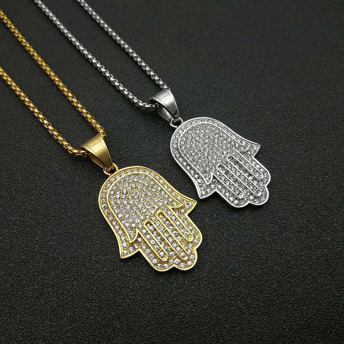 Wholesale Hip Hop Titanium Steel Gold Plated Hand of Fatima Pendant Charms JDC-CS-FY027 charms 福友 Wholesale Jewelry JoyasDeChina Joyas De China