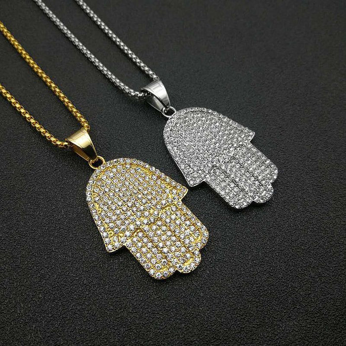 Wholesale Hip Hop Titanium Steel Gold Plated Hand of Fatima Pendant Charms JDC-CS-FY027 charms 福友 Wholesale Jewelry JoyasDeChina Joyas De China