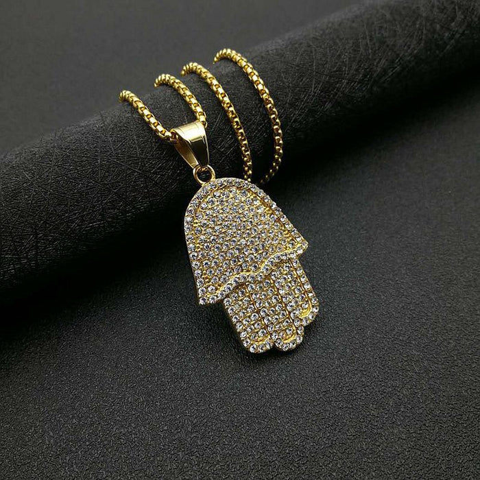 Wholesale Hip Hop Titanium Steel Gold Plated Hand of Fatima Pendant Charms JDC-CS-FY027 charms 福友 Wholesale Jewelry JoyasDeChina Joyas De China