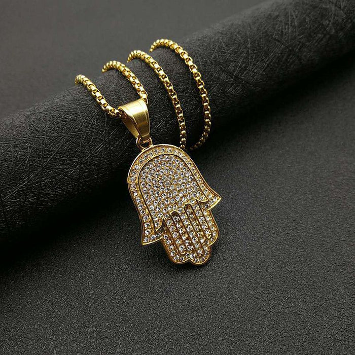 Wholesale Hip Hop Titanium Steel Gold Plated Hand of Fatima Pendant Charms JDC-CS-FY027 charms 福友 Gold 342 single pendant Wholesale Jewelry JoyasDeChina Joyas De China