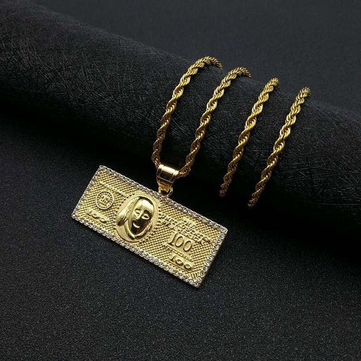 Wholesale Hip Hop Titanium Steel Gold Plated Rhinestone Dollar Pendant JDC-CS-FY100 charms 福友 Wholesale Jewelry JoyasDeChina Joyas De China