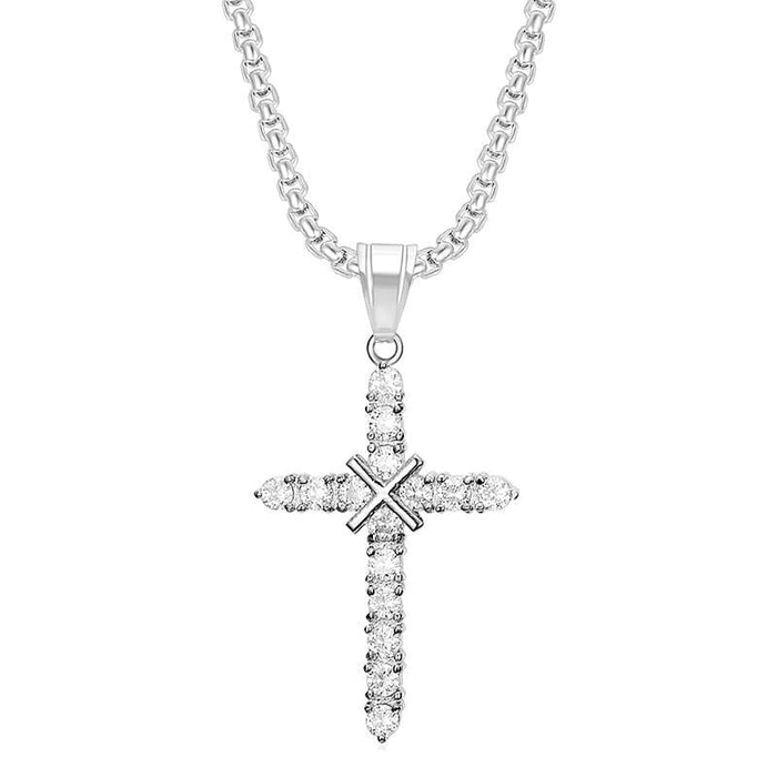 Wholesale Hip Hop Titanium Steel Gold Plated Zircon Cross Pendant JDC-CS-FY107 charms 福友 Wholesale Jewelry JoyasDeChina Joyas De China