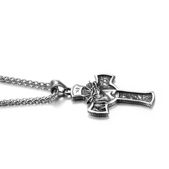 Wholesale Hip Hop Titanium Steel Jesus Cross Necklace JDC-NE-HeiP001 Necklaces 黑泡 Wholesale Jewelry JoyasDeChina Joyas De China