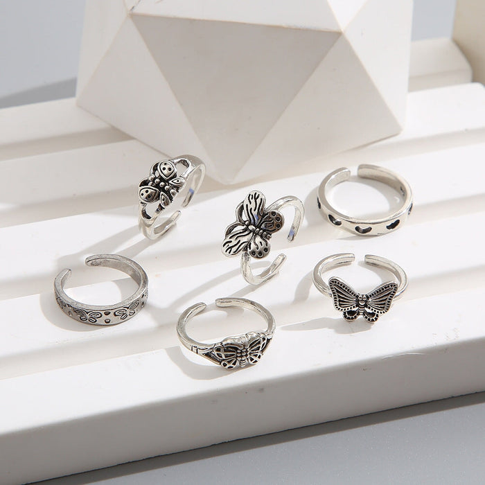 Wholesale Hollow Heart Butterfly Alloy Knuckle Ring Set JDC-RS-F100 Rings 韩之尚 Wholesale Jewelry JoyasDeChina Joyas De China