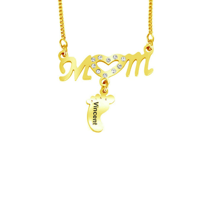 Wholesale hollow out doll stainless steel mother's Day gift Necklaces JDC-NE-Mail003 Necklaces 麦伦 GOLD+diamond Wholesale Jewelry JoyasDeChina Joyas De China