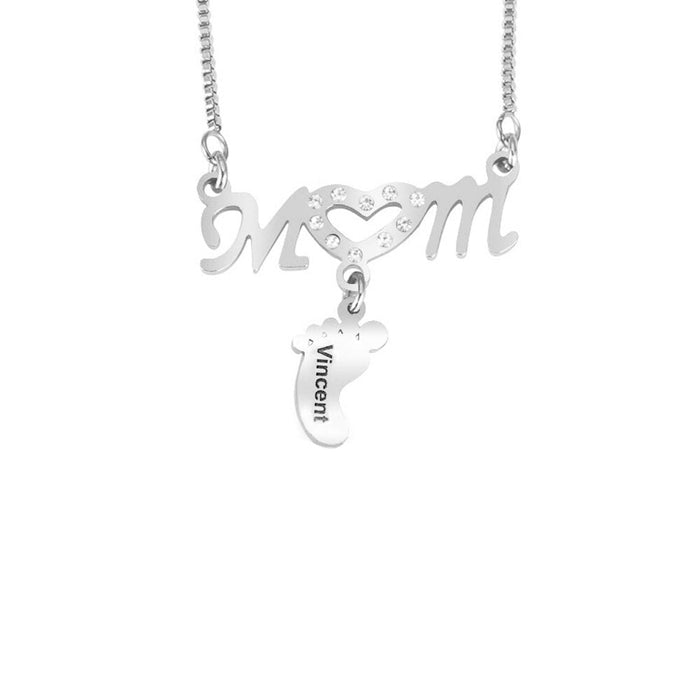 Wholesale hollow out doll stainless steel mother's Day gift Necklaces JDC-NE-Mail003 Necklaces 麦伦 STEEL+diamond Wholesale Jewelry JoyasDeChina Joyas De China