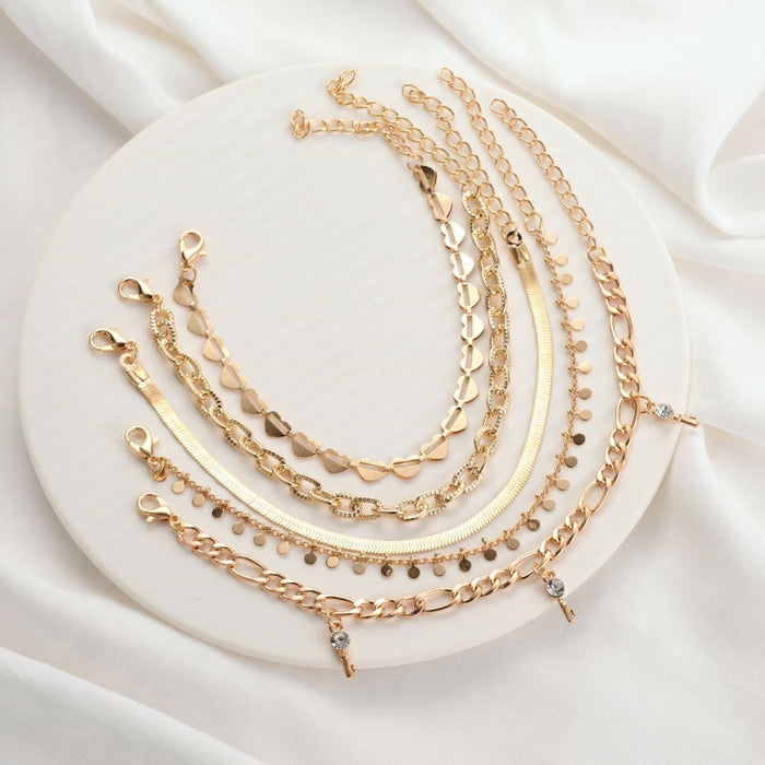 Wholesale hollow out love alloy Anklets JDC-AS-YeB003 Anklets 烨贝 Wholesale Jewelry JoyasDeChina Joyas De China