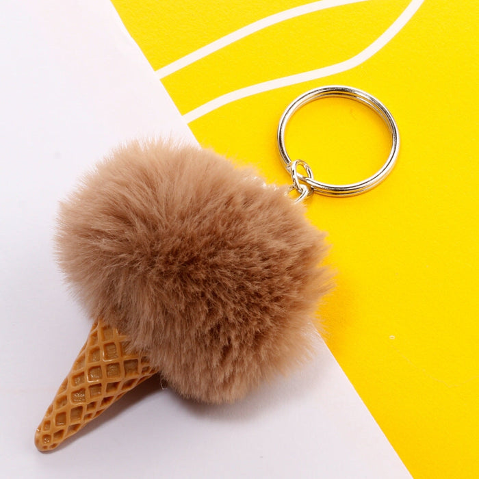 Wholesale Ice Cream HairBall Keychain JDC-KC-QiShi006 Keychains 奇释 Wholesale Jewelry JoyasDeChina Joyas De China