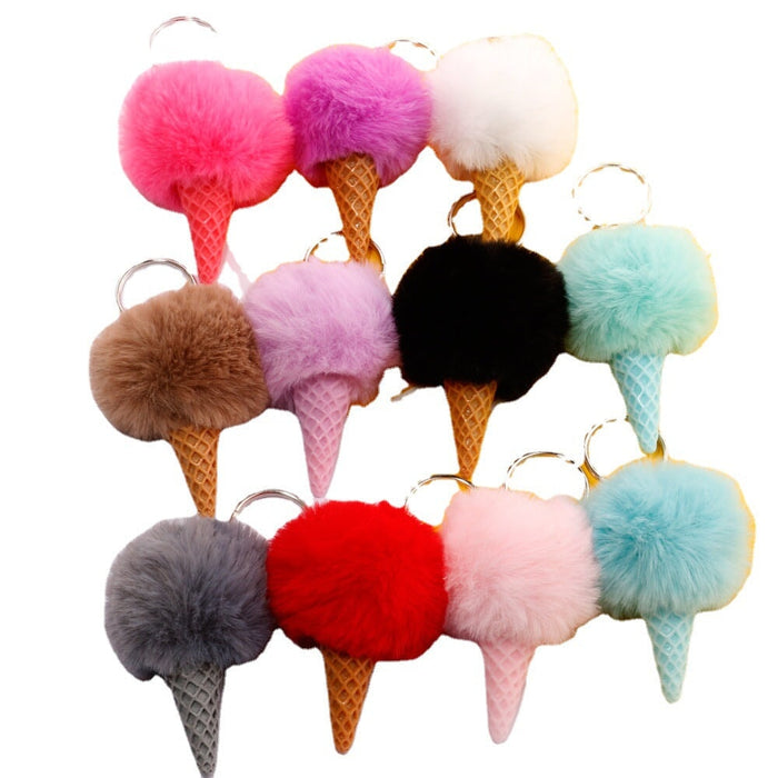 Wholesale Ice Cream HairBall Keychain JDC-KC-QiShi006 Keychains 奇释 Wholesale Jewelry JoyasDeChina Joyas De China