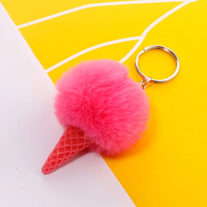 Wholesale Ice Cream HairBall Keychain JDC-KC-QiShi006 Keychains 奇释 pink10 Wholesale Jewelry JoyasDeChina Joyas De China