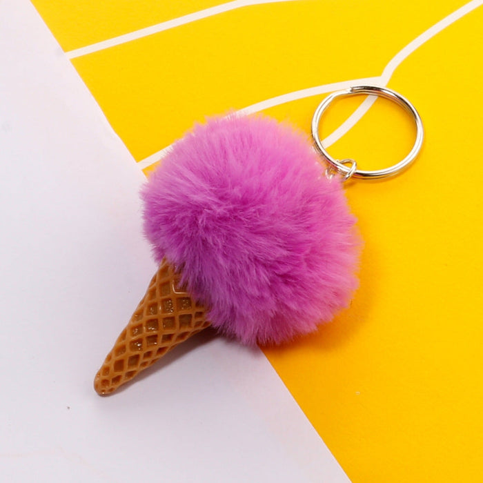 Wholesale Ice Cream HairBall Keychain JDC-KC-QiShi006 Keychains 奇释 purple9 Wholesale Jewelry JoyasDeChina Joyas De China