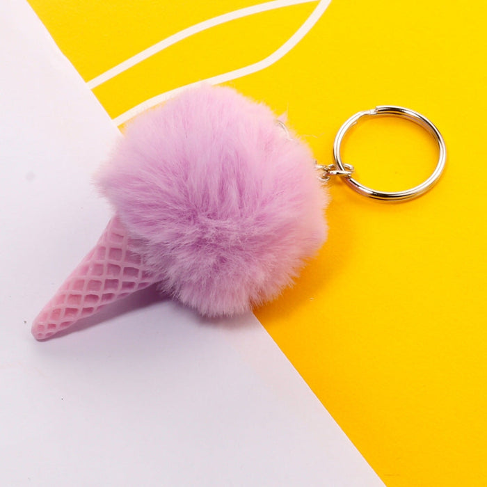 Wholesale Ice Cream HairBall Keychain JDC-KC-QiShi006 Keychains 奇释 Violet8 Wholesale Jewelry JoyasDeChina Joyas De China