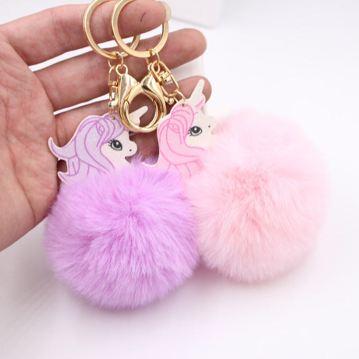 Wholesale imitation fur hair ball pendant pom pom keychain JDC-KC-Zuge018 Keychains 祖格 Wholesale Jewelry JoyasDeChina Joyas De China