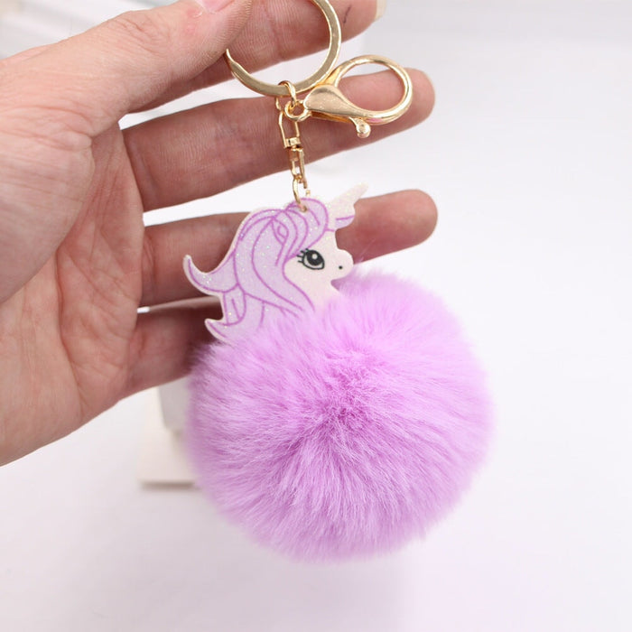 Wholesale imitation fur hair ball pendant pom pom keychain JDC-KC-Zuge018 Keychains 祖格 purple Wholesale Jewelry JoyasDeChina Joyas De China