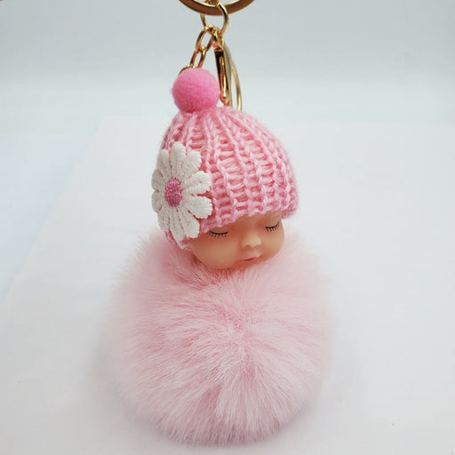 Wholesale Imitation Hair Alloy Hair Ball Keychain JDC-KC-QiShi003 Keychains 奇释 light pink 8cm Wholesale Jewelry JoyasDeChina Joyas De China