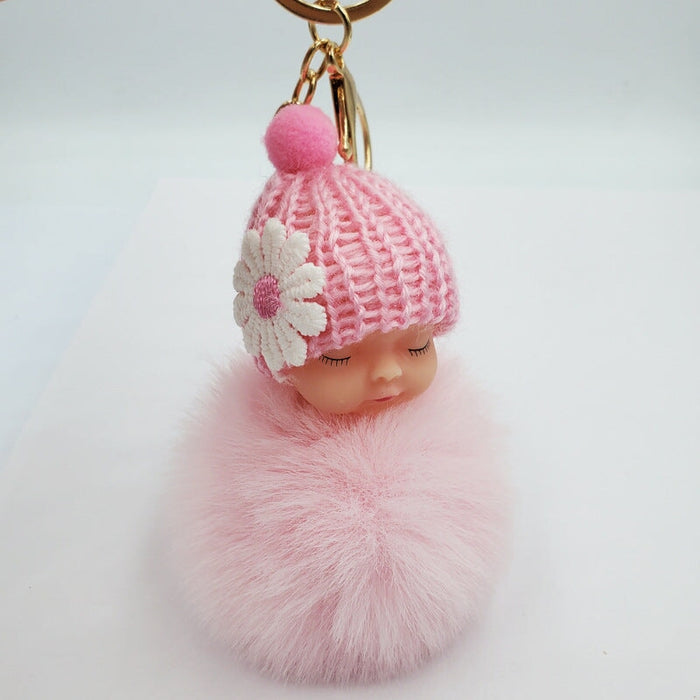 Wholesale Imitation Hair Alloy Hair Ball Keychain JDC-KC-QiShi003 Keychains 奇释 light pink 8cm Wholesale Jewelry JoyasDeChina Joyas De China