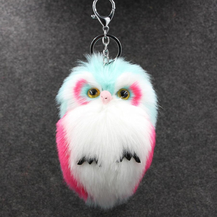 Wholesale Imitation Hair Owl Hairball Keychain JDC-KC-Zuge027 Keychains 祖格 Mint Green 15*8cm Wholesale Jewelry JoyasDeChina Joyas De China