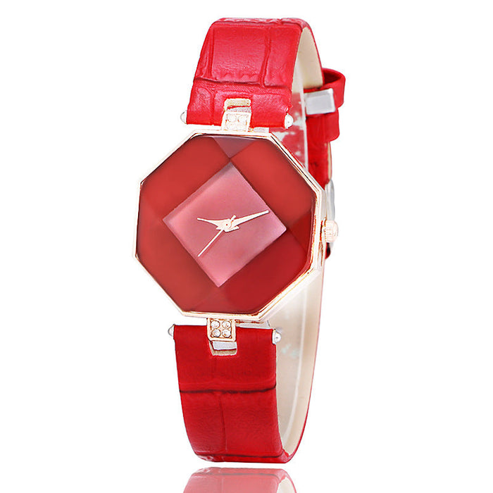 Wholesale Imitation Leather Pin Buckle Alloy Glass Mirror Quartz Movement Ladies Watch JDC-WH-Jinj033 Watch 金嘉 red Wholesale Jewelry JoyasDeChina Joyas De China