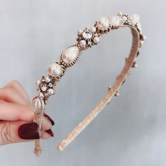 Wholesale Imitation Pearl Headband JDC-HD-GSXP001 Headband 宏鑫 apricot color Wholesale Jewelry JoyasDeChina Joyas De China
