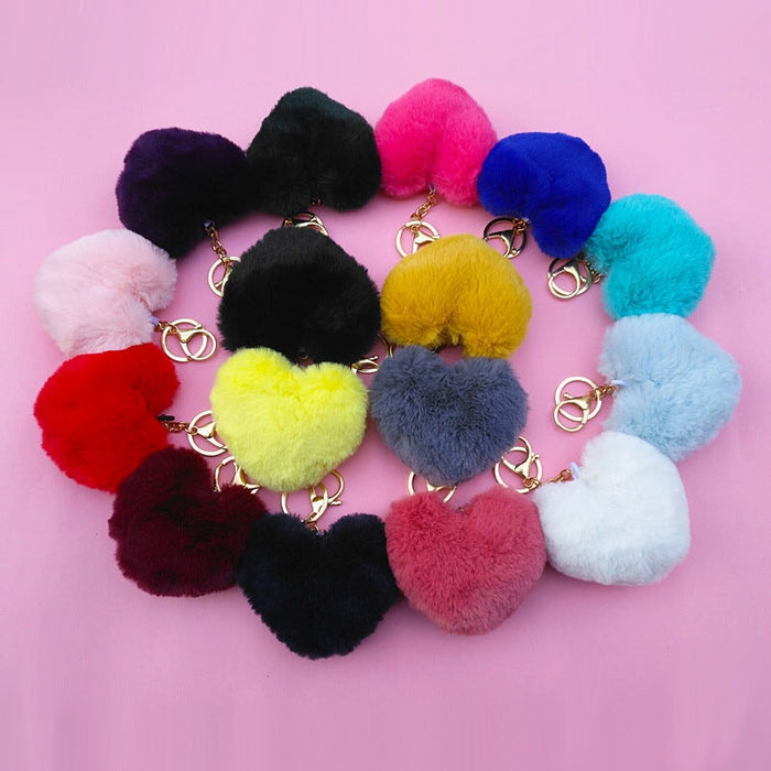 Wholesale imitation rabbit hair love key chain MOQ ≥ 10 JDC-KC-YZ009 Keychains 永泽 Wholesale Jewelry JoyasDeChina Joyas De China
