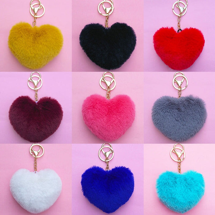 Wholesale imitation rabbit hair love key chain MOQ ≥ 10 JDC-KC-YZ009 Keychains 永泽 Wholesale Jewelry JoyasDeChina Joyas De China