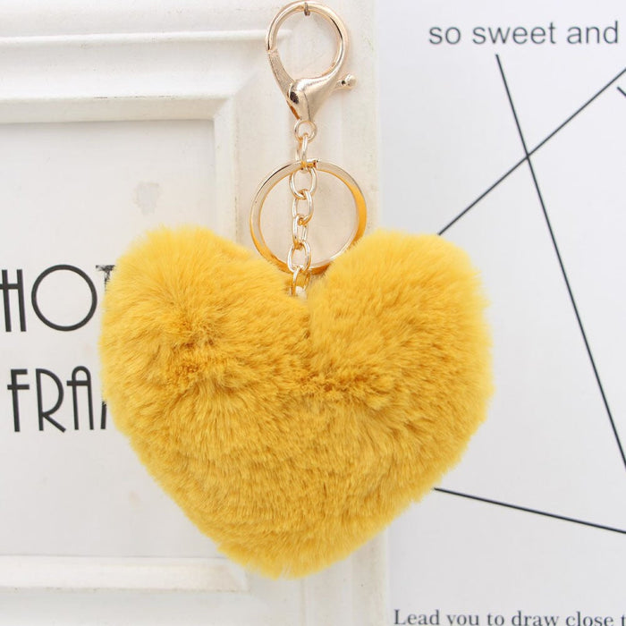 Wholesale Imitation Rex Rabbit Fur Heart Shaped Hair Ball Keychain JDC-KC-Zuge025 Keychains 祖格 b / Wholesale Jewelry JoyasDeChina Joyas De China
