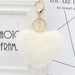 Wholesale Imitation Rex Rabbit Fur Heart Shaped Hair Ball Keychain JDC-KC-Zuge025 Keychains 祖格 beige / Wholesale Jewelry JoyasDeChina Joyas De China