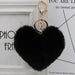 Wholesale Imitation Rex Rabbit Fur Heart Shaped Hair Ball Keychain JDC-KC-Zuge025 Keychains 祖格 black / Wholesale Jewelry JoyasDeChina Joyas De China