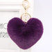 Wholesale Imitation Rex Rabbit Fur Heart Shaped Hair Ball Keychain JDC-KC-Zuge025 Keychains 祖格 dark purple / Wholesale Jewelry JoyasDeChina Joyas De China