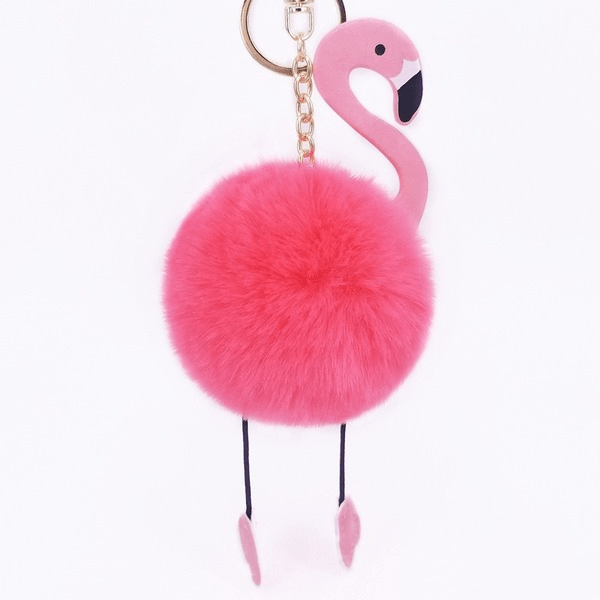 Wholesale imitation Rex rabbit hair Flamingo key chain MOQ ≥ 10 JDC-KC-YZ006 Keychains 永泽 Wholesale Jewelry JoyasDeChina Joyas De China