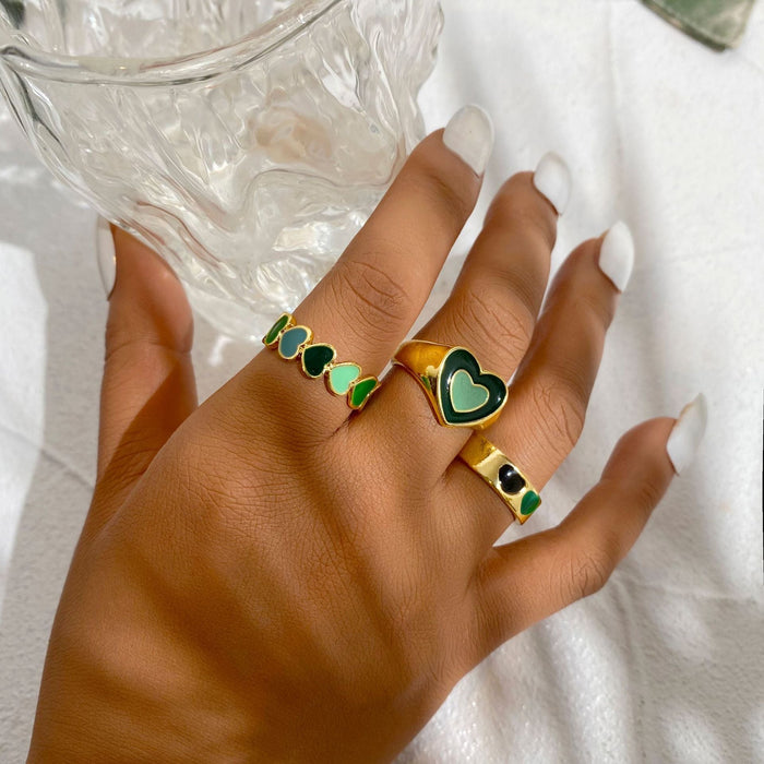 Wholesale inlaid rhinestone heart drip ring 6 piece set JDC-RS-F082 Rings 韩之尚 54823 / Wholesale Jewelry JoyasDeChina Joyas De China
