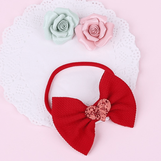 Wholesale INS Nylon Kids Solid Color Love Sequin Bow Headband JDC-HD-GSQN039 Headband 丘诺 Wholesale Jewelry JoyasDeChina Joyas De China