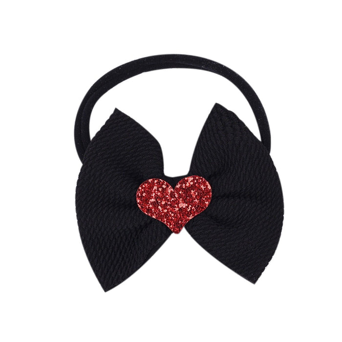 Wholesale INS Nylon Kids Solid Color Love Sequin Bow Headband JDC-HD-GSQN039 Headband 丘诺 Black (love) Wholesale Jewelry JoyasDeChina Joyas De China