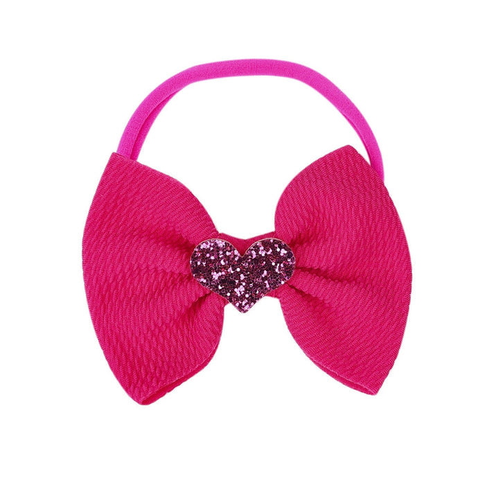 Wholesale INS Nylon Kids Solid Color Love Sequin Bow Headband JDC-HD-GSQN039 Headband 丘诺 Rose (Love) Wholesale Jewelry JoyasDeChina Joyas De China